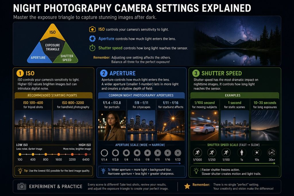 Night photography settings explained