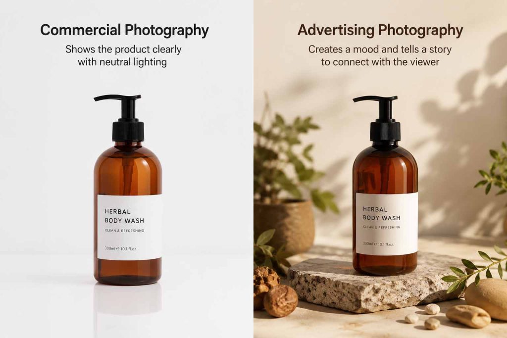 Commercial vs advertising photography contrast